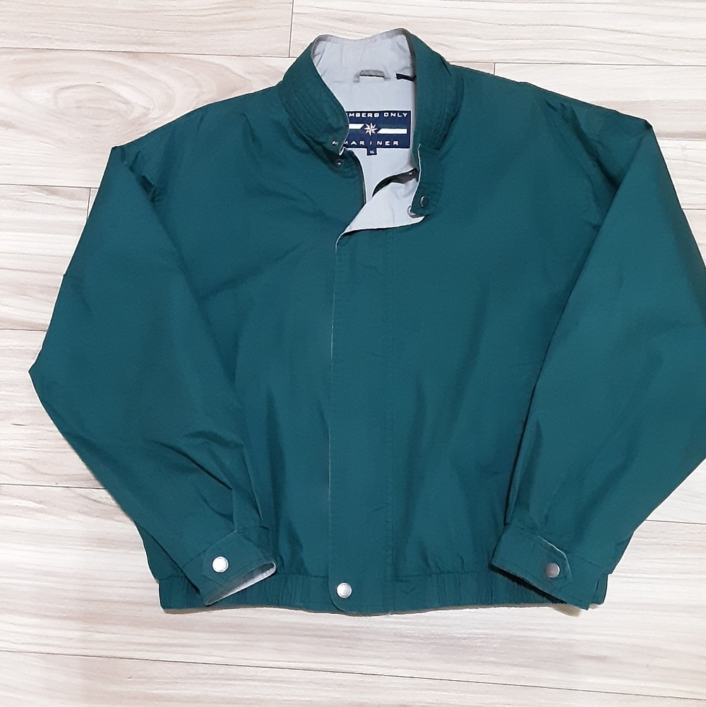 Members Only Mariner 1990's Vintage Teal Windbreaker Jacket.